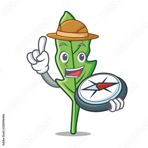 Explorer arugula mascot cartoon style