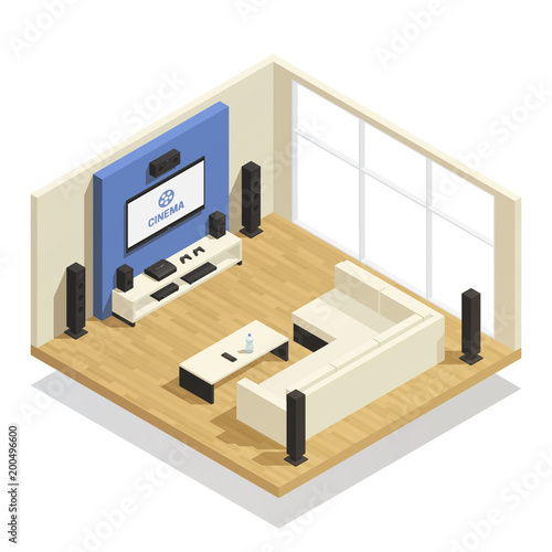 Home Theater Isometric Illustration