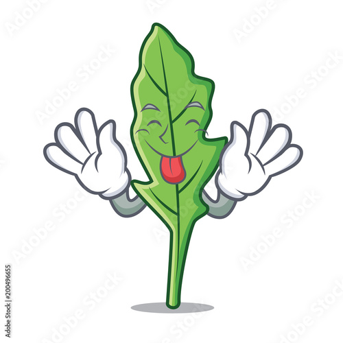 Tongue out arugula mascot cartoon style