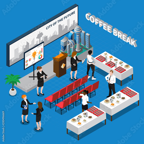 Coffee Break Isometric Composition