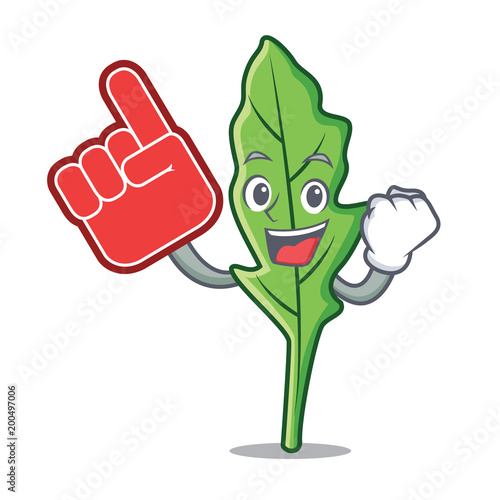 Foam finger arugula mascot cartoon style