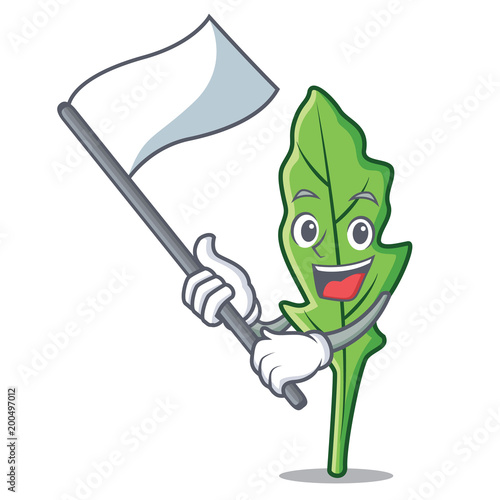 With flag arugula mascot cartoon style