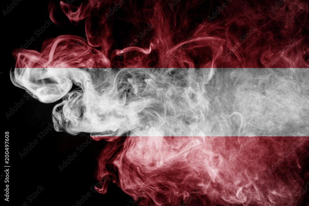 National flag of Austria from dense colored smoke on a black isolated background National flag of Austria from dense colored smoke on a black isolated background