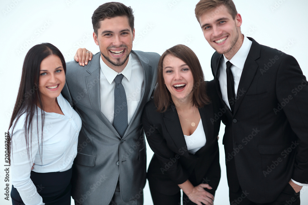 happy business team.isolated on a white background. happy business team.isolated on a white background.