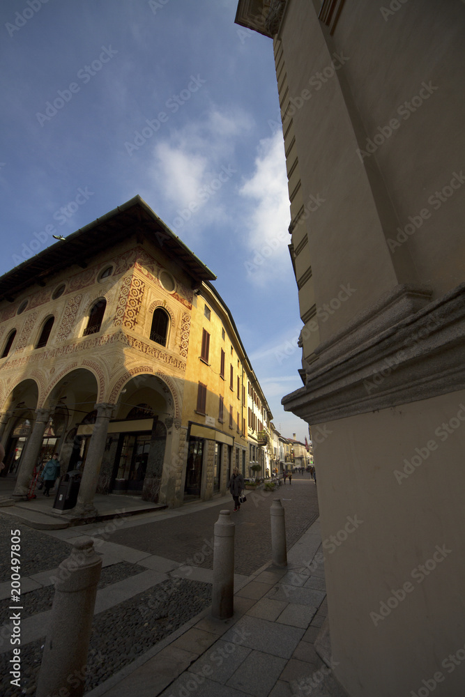 Vigevano, Italy, Lombardy,04/10/2018 view of renaissance monumental central square