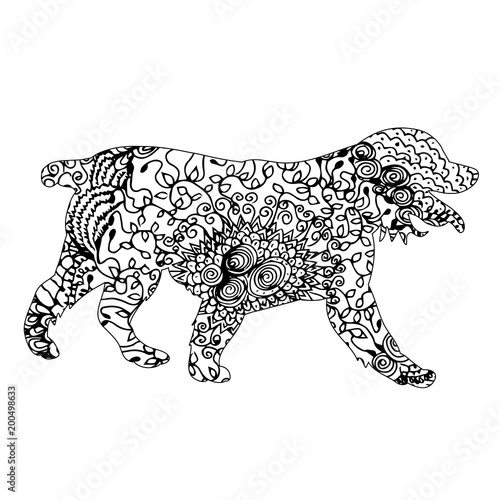 zentangle silhouette of a dog