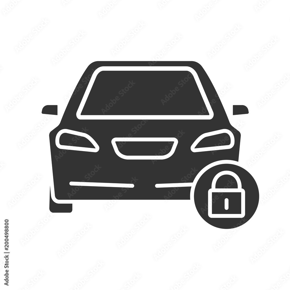 Locked car glyph icon