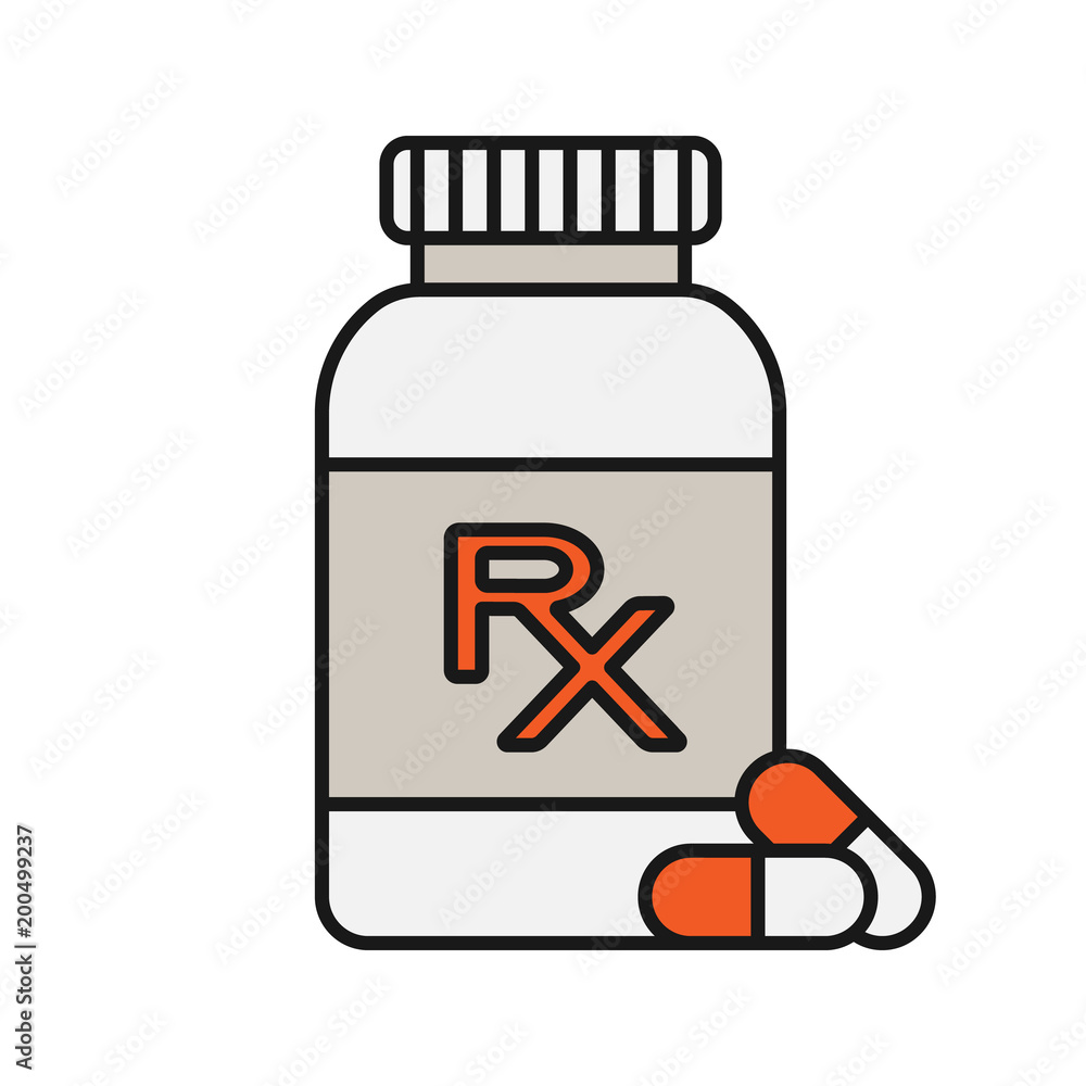 RX pill bottle color icon RX pill bottle color icon