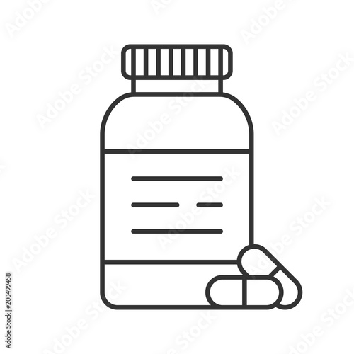 Pills bottle linear icon