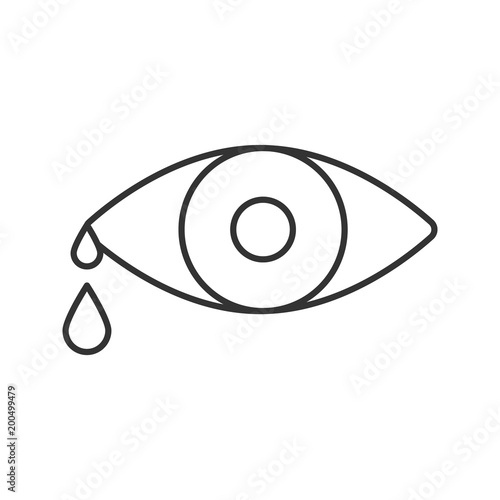 Crying human eye linear icon
