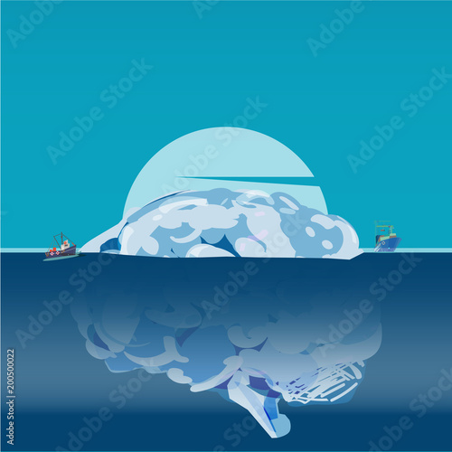 Human brain as iceberg, brain's hidden potential concept - vector