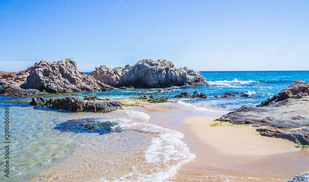 Sea coast in Blanes, Santa Crictina Beach, Costa Brava, Spain