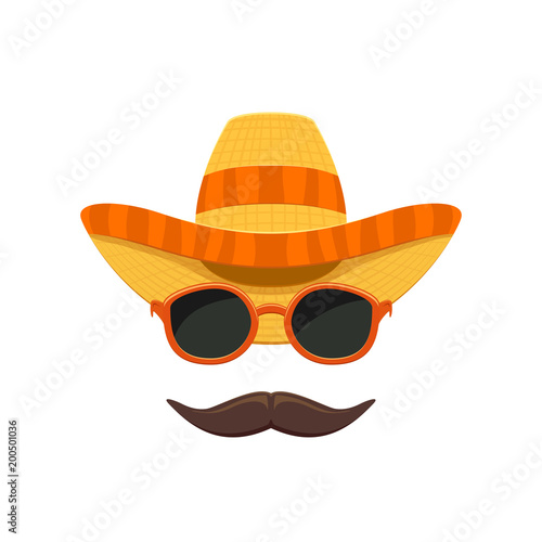 Sombrero with sunglasses and moustache