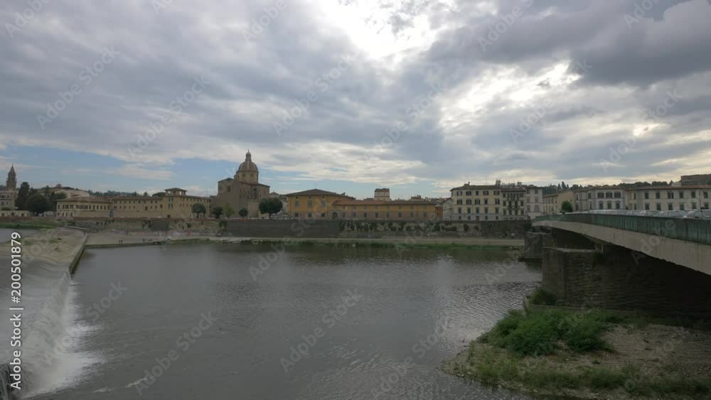 Arno river flowing by buildings in Florence Arno river flowing by buildings in Florence