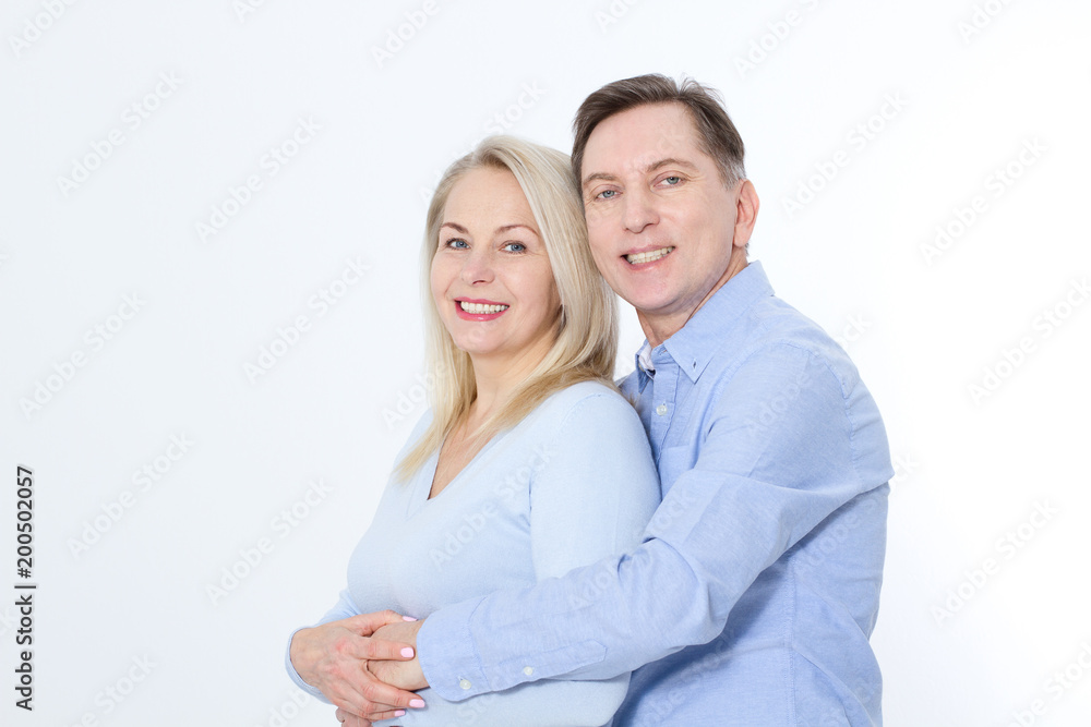 Middle aged Couple portrait isolated on white background. Middle aged Couple portrait isolated on white background.