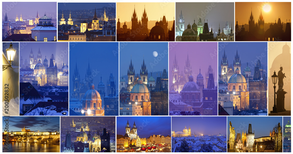 Fototapeta premium Prague - City of One Hundred Spires Composite.