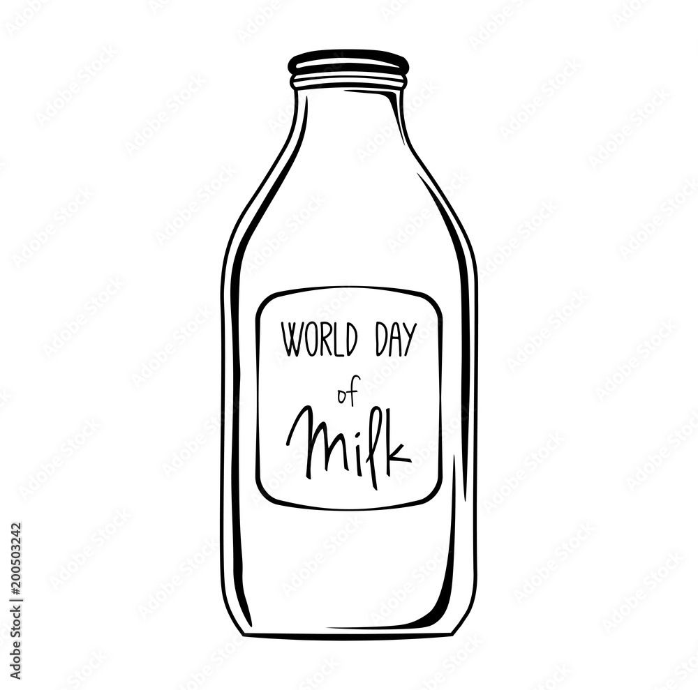 Sketch milk bottle. illustration isolated on white Sketch milk bottle. illustration isolated on white