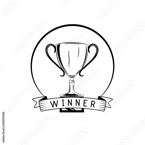 Winner retro emblem. Cup badge  triphy label.  illustration isolated on white