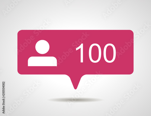 illustration of flat pink one hundred like followers social medi