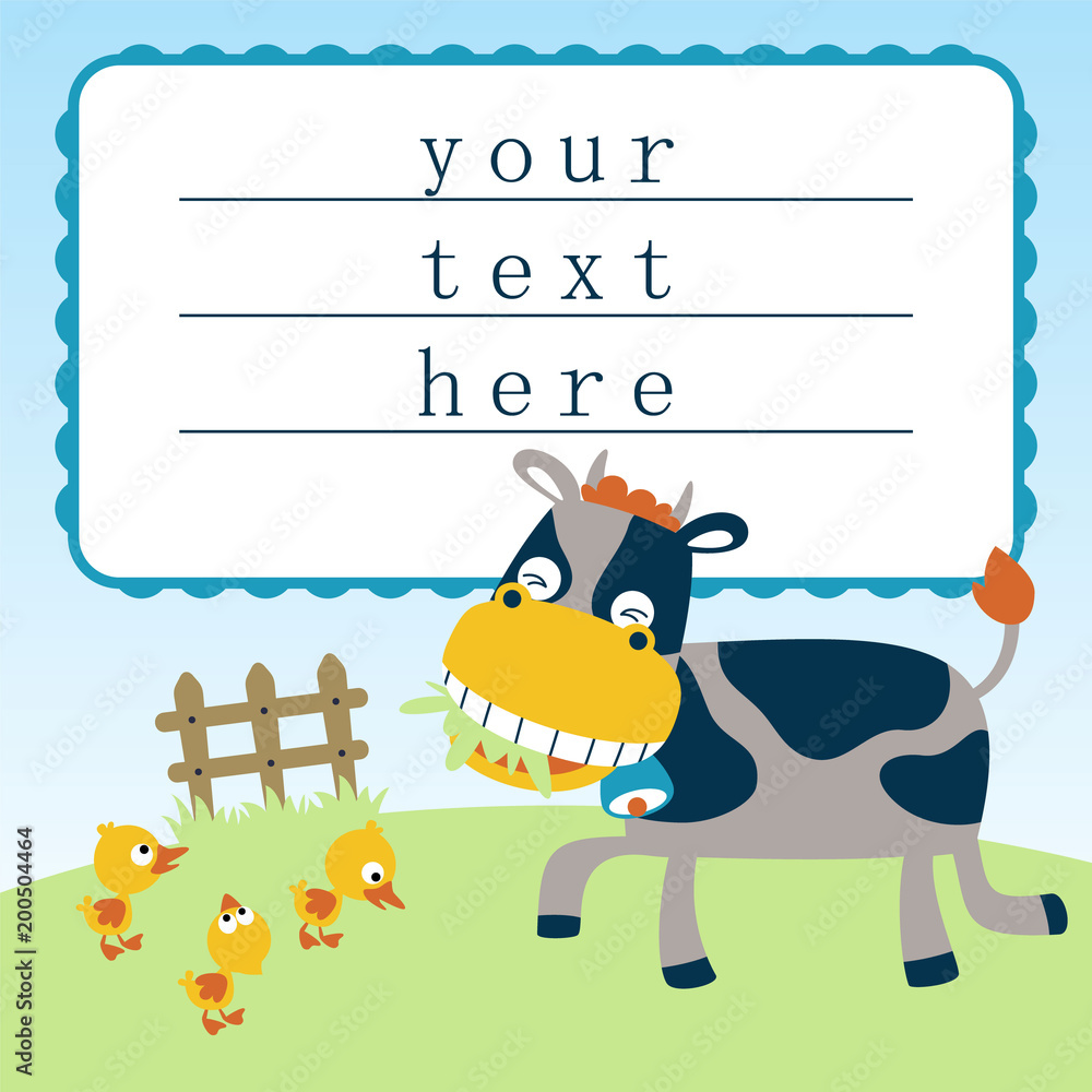 Naklejka premium funny farm animals cartoon, greeting card