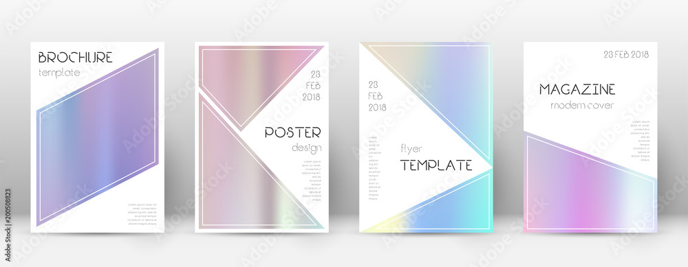 Flyer layout. Triangle beautiful template for Brochure, Annual Report, Magazine, Poster, Corporate Presentation, Portfolio, Flyer. Bizarre pastel hologram cover page.