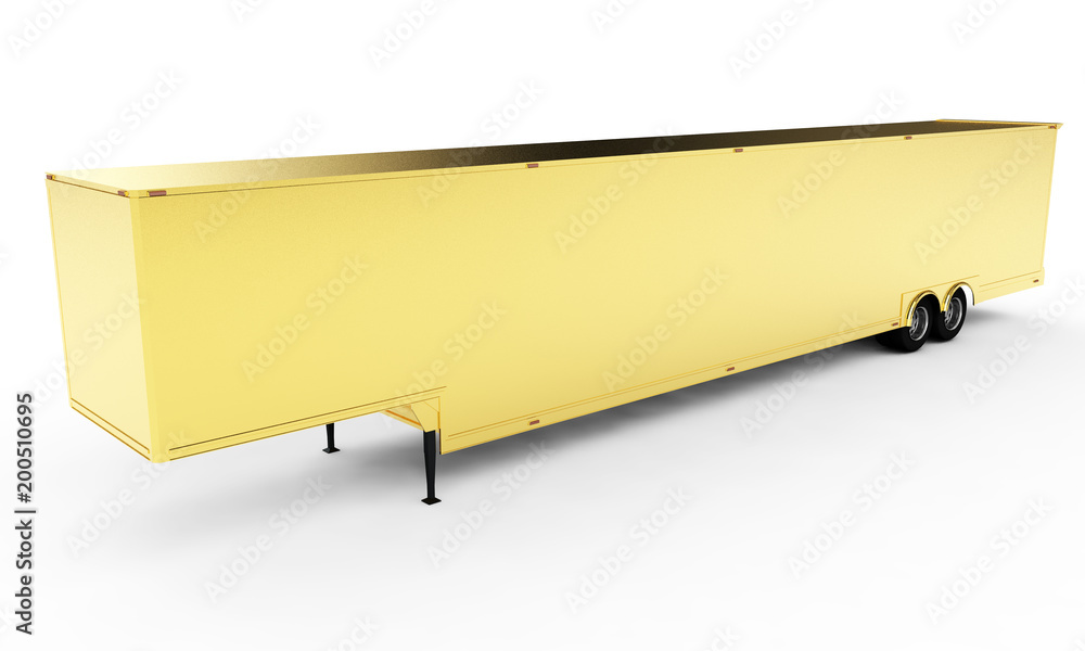 Blank white parked semi trailer, isolated on white background 3d render Blank white parked semi trailer, isolated on white background 3d render