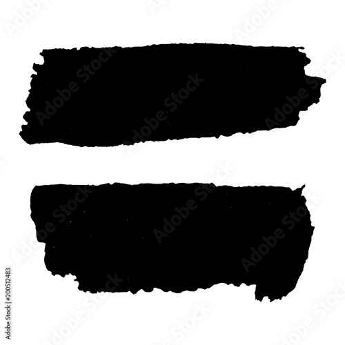 Grunge textures set. Black horizontal brush on white. Vector template. Urban Background. Dust Overlay Distress Grain. Hand drawn illustration. Abstract shape for your design or scrapbook. EPS.
