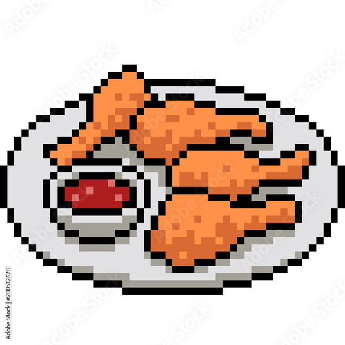 vector pixel art chicken batter fried