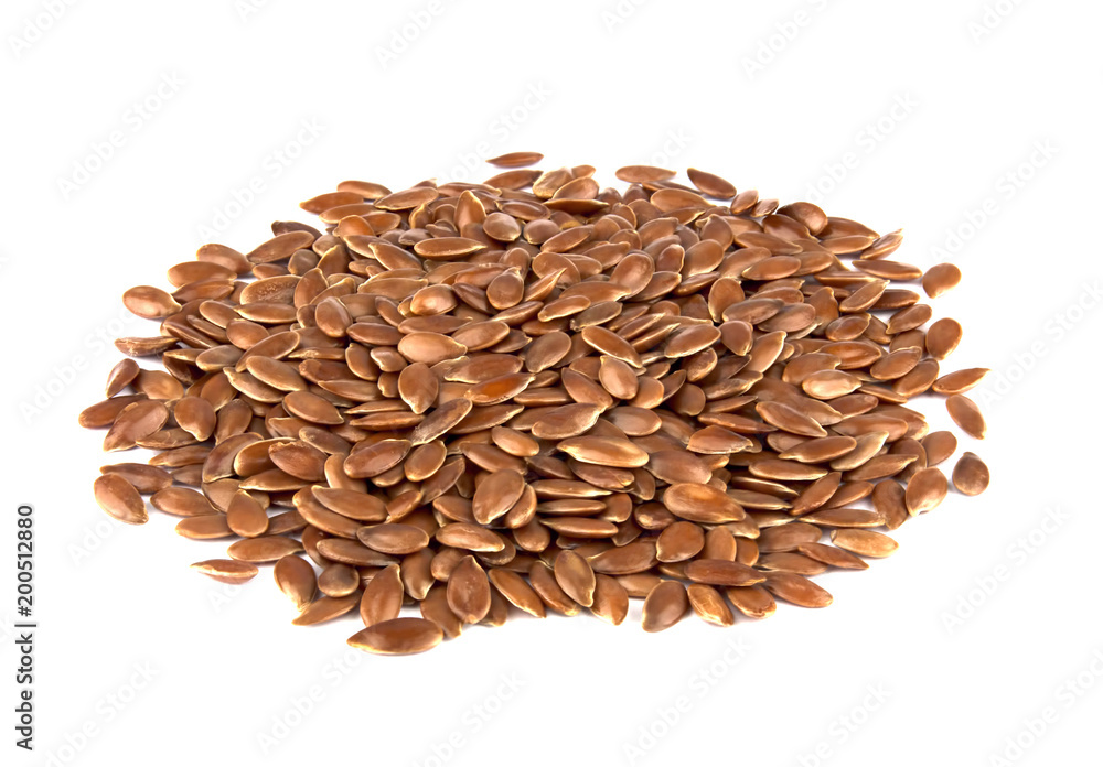 Linseed on a white background. Also known as Linseed, Flaxseed and Common Flax. Pile of grains, isolated white background. Linseed on a white background. Also known as Linseed, Flaxseed and Common Flax. Pile of grains, isolated white background.