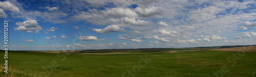 Fototapeta Naklejka Na Ścianę i Meble -  Пейзаж зелёная долина и густые облака