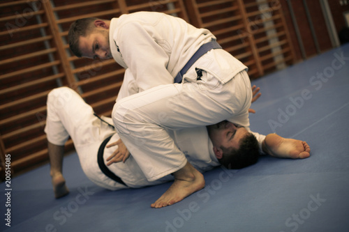 Two young men on judo training.