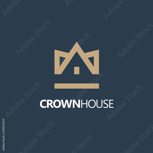 Vector house logo design template. Crown House. Real Estate, Building, Construction and Architecture.