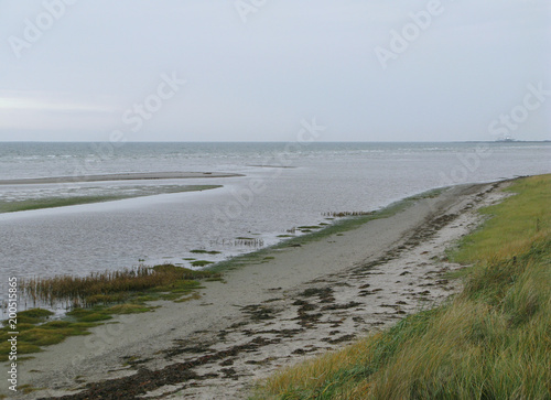 Laesoe   Denmark  Coastline at Vester Nyland in the southwest of the island on a grey and dreary day in October