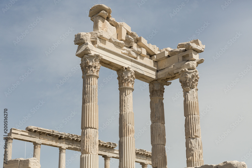 ruins of the Temple of Trajan in the ancient Greek Roman city of Pergamon