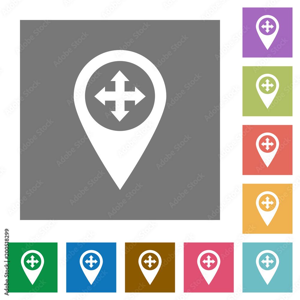 Move GPS map location square flat icons Move GPS map location square flat icons
