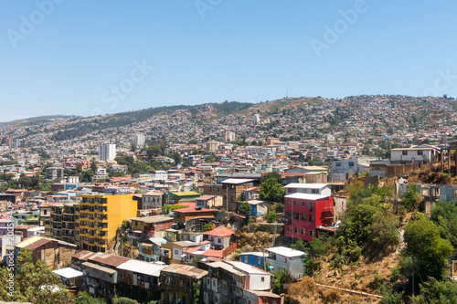 View on Cityscape of historical city Valparaiso, Chile.