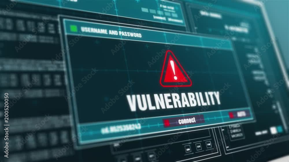 Vulnerability Firewall Alert Warning notification System Security Alert error message on Computer Screen Entering Login And Password . Vulnerability Firewall Alert Warning notification System Security Alert error message on Computer Screen Entering Login And Password .