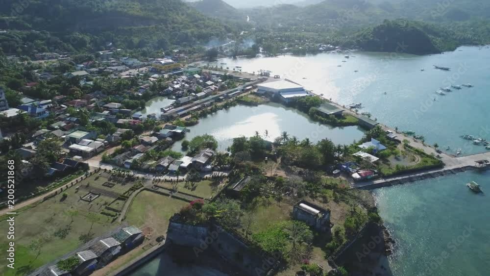 drone shot of santa isabel fort in Puerto Princesa, Philippines drone shot of santa isabel fort in Puerto Princesa, Philippines