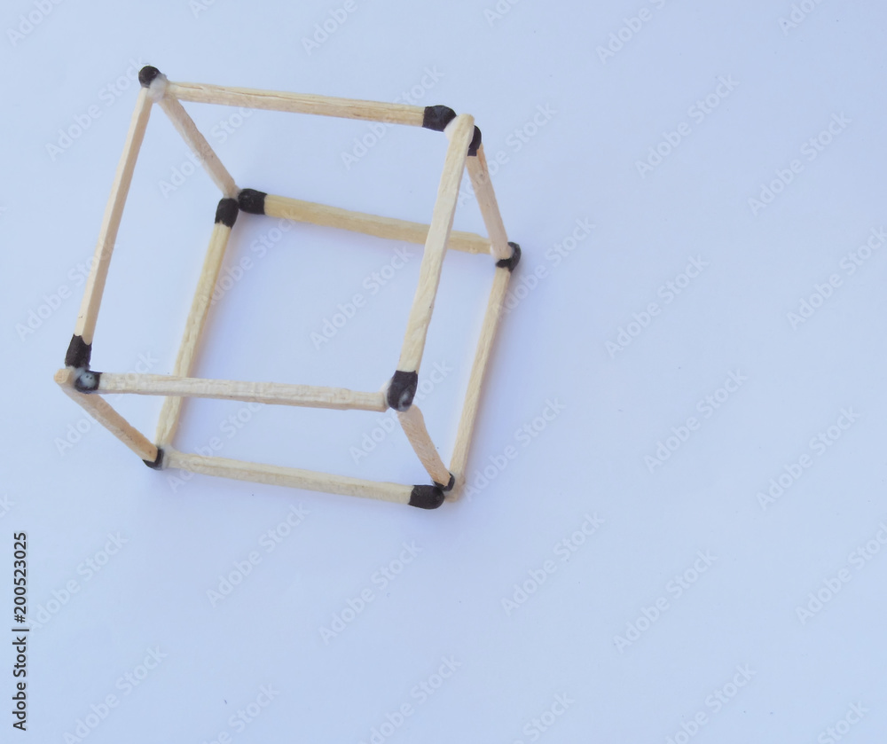 Cube made of matchsticks art and maths education for kids Cube made of matchsticks art and maths education for kids