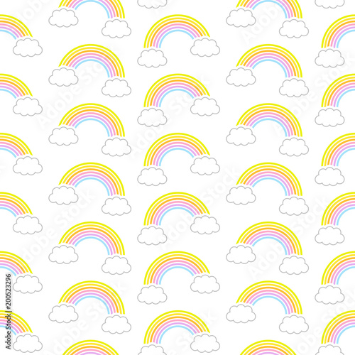Seamless Pattern Rainbows & Clouds Big