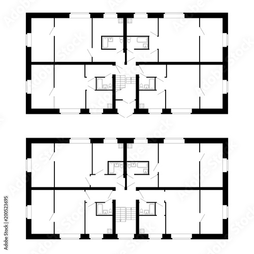 Best apartment house floor plans. Unfurnished apartments for your design. Vector  floor plans blueprint. Modern architectural background.