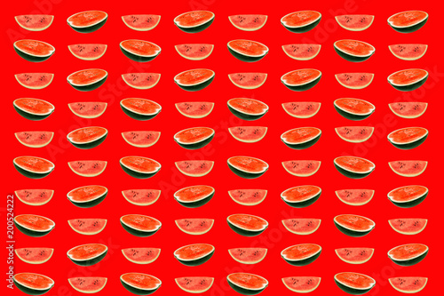 water melons  slice on red background