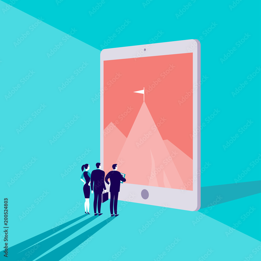 Vector Business Concept Illustration With Business People Watching On Vector Business Concept Illustration With Business People Watching On