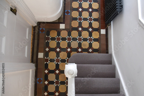 House entrance hall with period feature victorian tiles