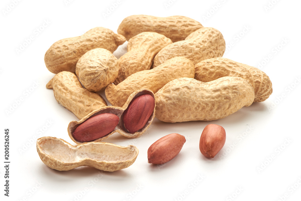 Useful peanut, close-up, isolated on white background. Useful peanut, close-up, isolated on white background.