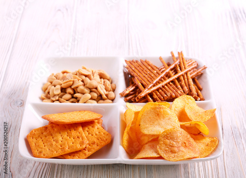 Variety of snacks on plate