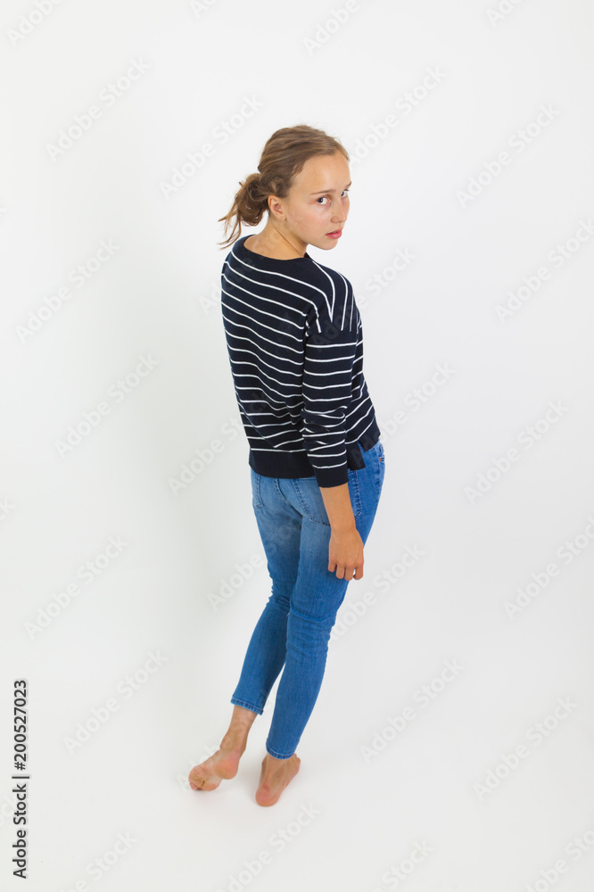 shy young beautiful girl with brown hair shy young beautiful girl with brown hair