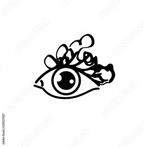 Vector eyelashes.Open eyes hand drawn vector.fashion style.Fake Eyelash extension make up.Vector illustration in a modern style. Passion look.Simple flat