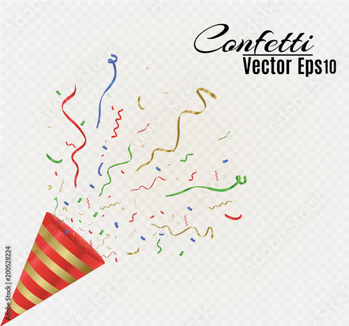 Gold streamers set. Golden serpentine ribbons, isolated on transparent background. Decoration for party, birthday celebrate or Christmas carnival, New Year gift. Festival decor. Vector illustration