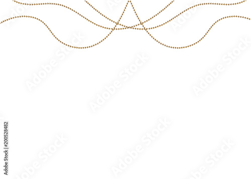 A beautiful chain of Golden color.String beads are realistic insulated. Decorative element of gold bead design.vector illustration.